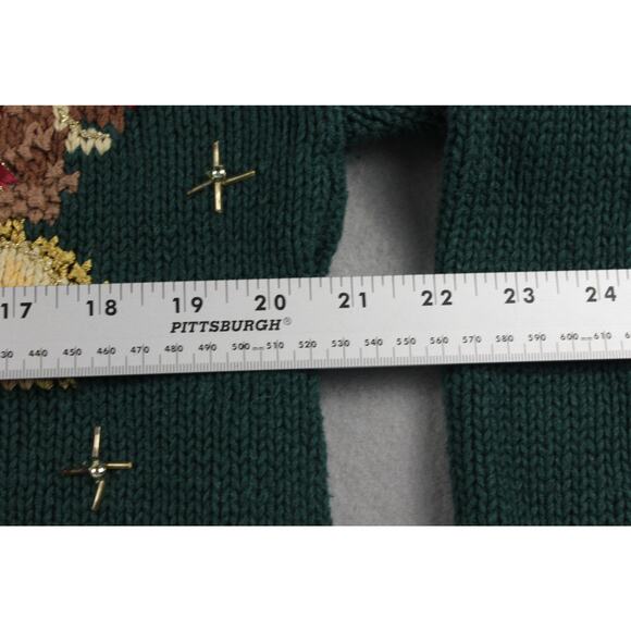 VTG Christmas Sweater Santa Womens Sz M Tiara Int. Crochet Beaded Ugly Party - Picture 7 of 11